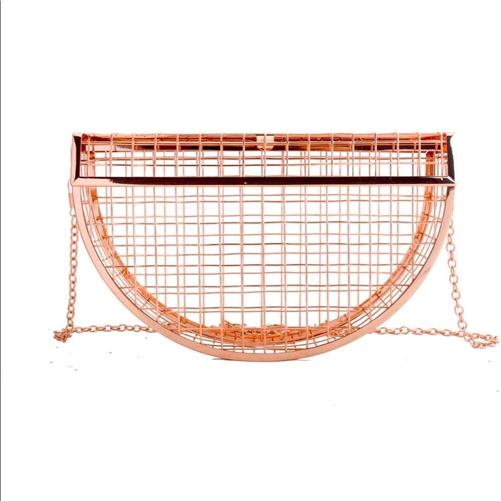 Rose Gold Semicircular Geo Shoulder Clutch Bag